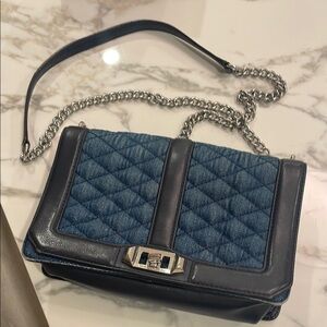 Chic Blue and Black Quilted Women's Bag